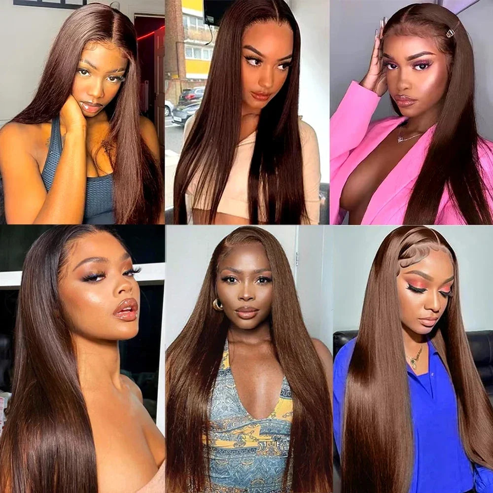 Enivuoso chocolate brown straight lace front wig