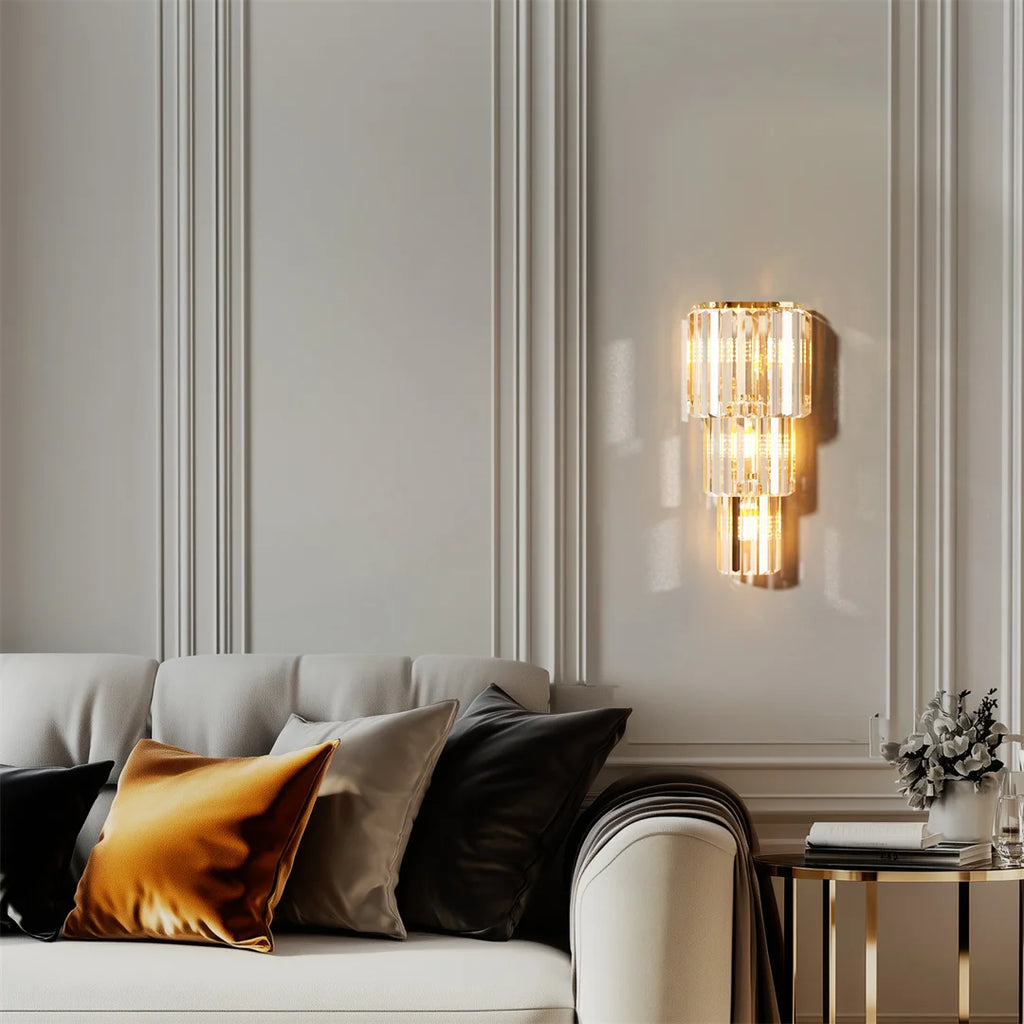 LUVODI Modern Crystal Wall Lamp 3-Layer Wall Crystal Sconce Light E14 Led Corn Lights TAVEN System LLC