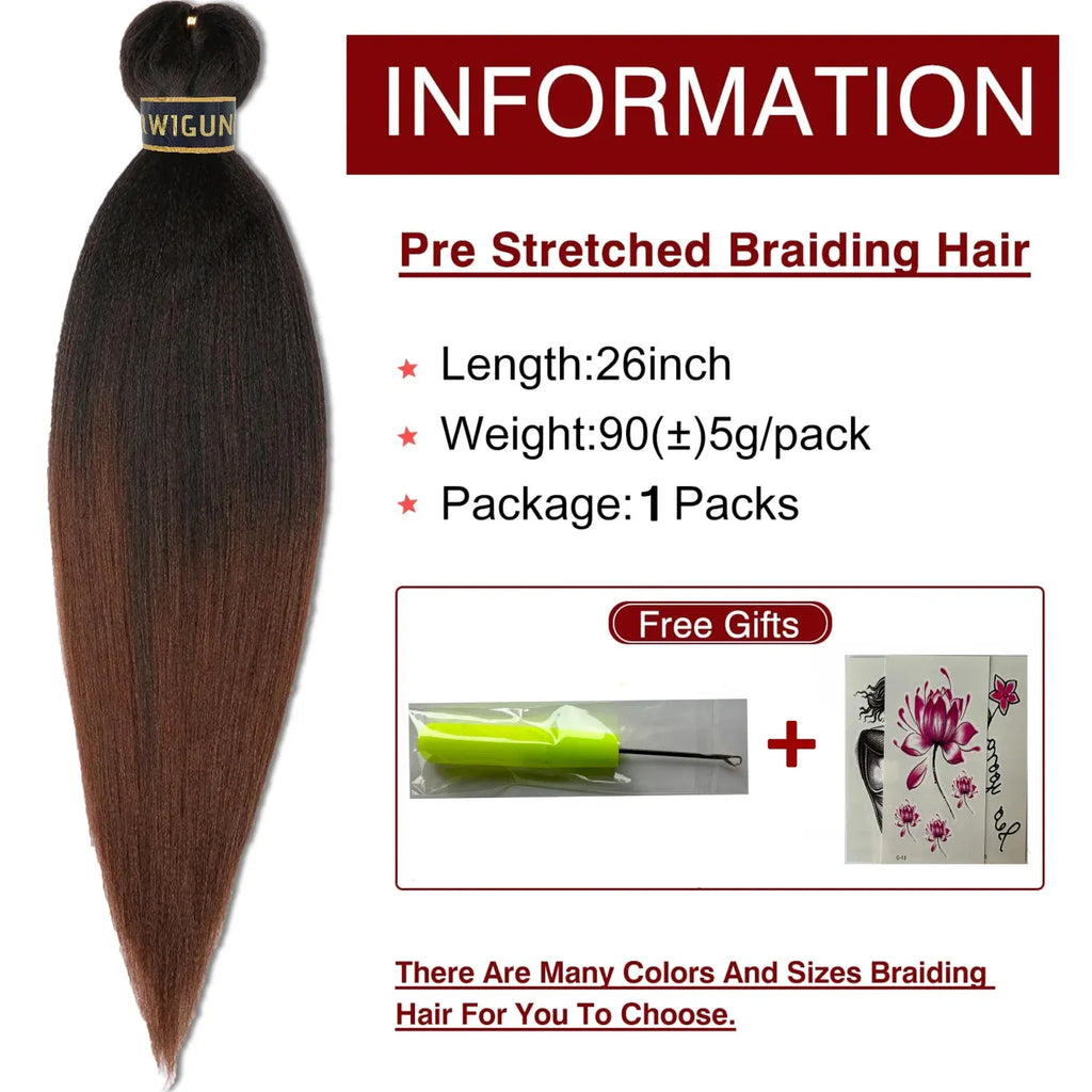 Color: P2/350, Stretched Length: 26inches, Bulk Buy: 1Pcs/Lot - Kanekalon 26inch Hot Water Set Pre Stretched Jumbo Braiding Hair Box Twist Braids Synthetic Hair Extensions For Women Soft Yaki Taven