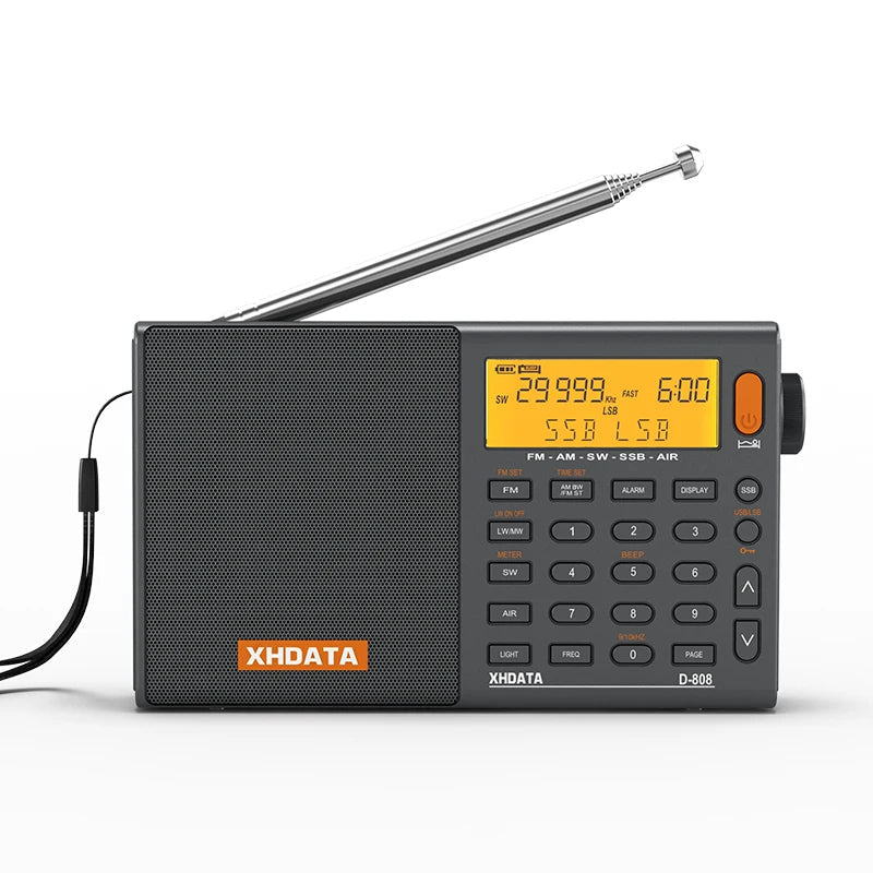 XHDATA D808 Portable Multiband Radio Receiver AM/FM/SW/MW SSB AIR RDS Stereo Sound Long Range Reception Rechargeable Battery TAVEN System LLC