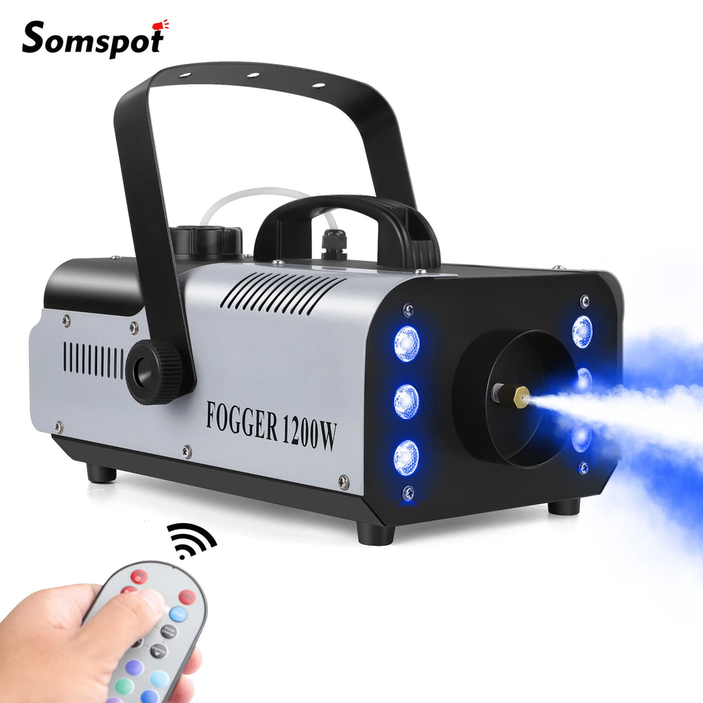 Somspot 1200W RGB LED Smoke Fog Machine Haze Generator Remote Controlled Fog Machine Stage Effect Equipment for DJ Disco Party TAVEN System LLC