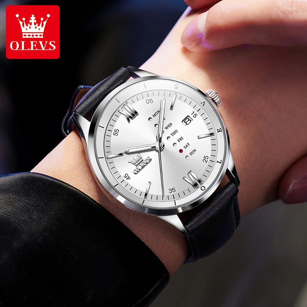 OLEVS 2931 Men Watch Fashion Simple Leather Waterproof Luminous Calendar Chronograph Luxury Brand Sports Quartz Men Watch Reloj TAVEN System LLC