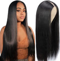Straight V Part Brazilian Remy Human Hair Wig Glueless Long