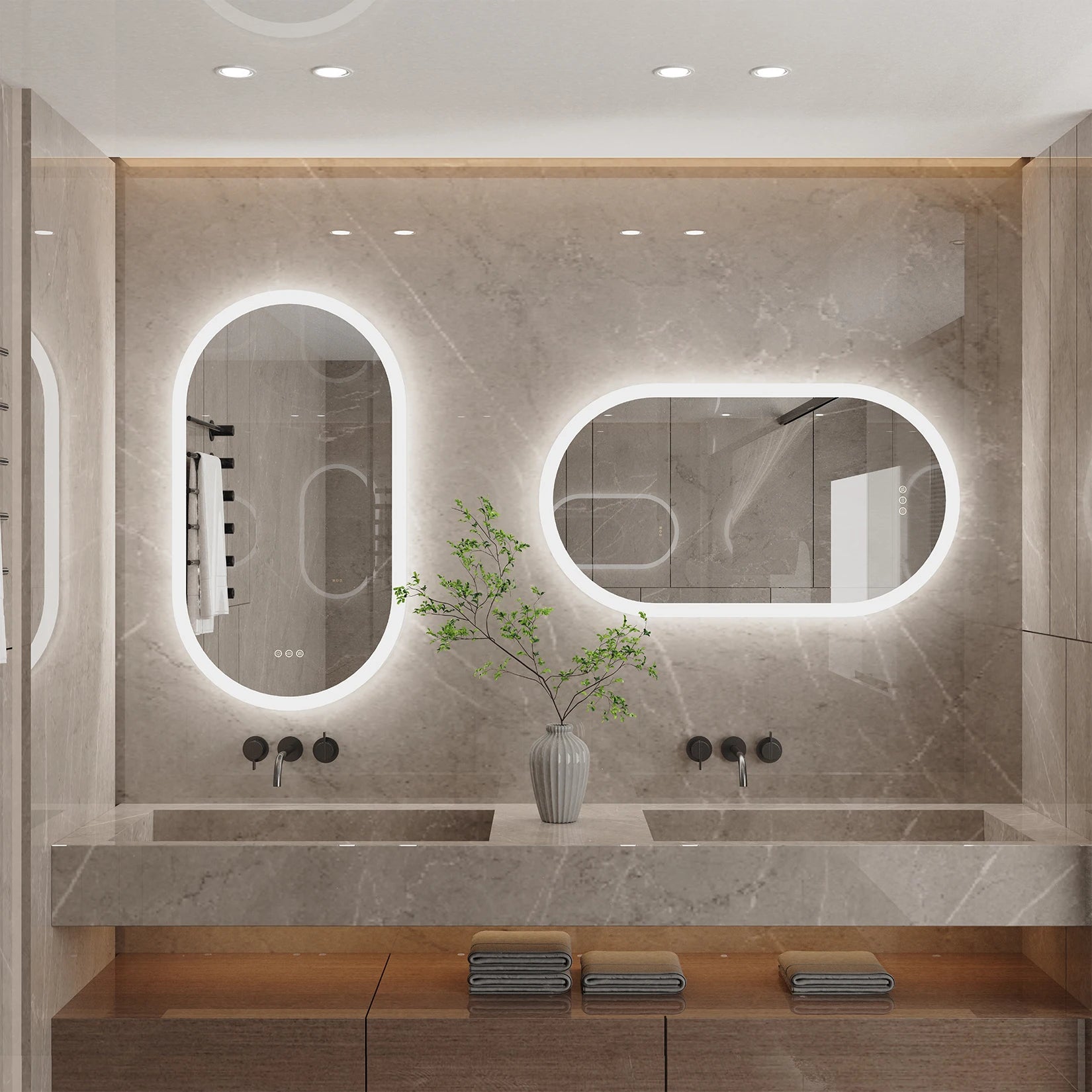 Led Bathroom Mirror for Wall Mounted Oval Lighted Vanity Mirror with Lights Backlit, Frameless Wall Mirror with Lights Anti-Fog TAVEN System LLC