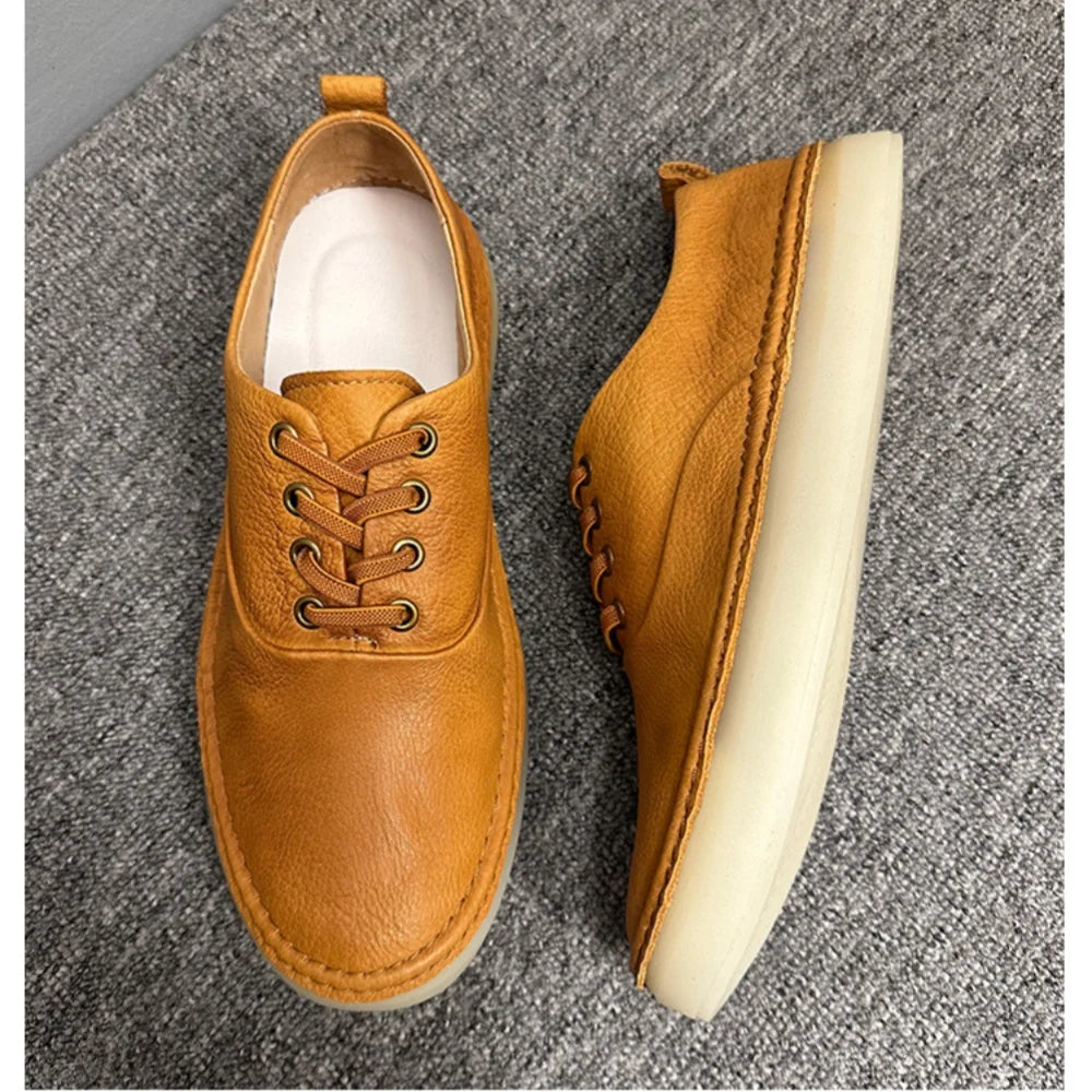 QHCCID Male Low Top Soft Cowhide Casual Shoes Shallow Breathable Summer Footwear TAVEN System LLC