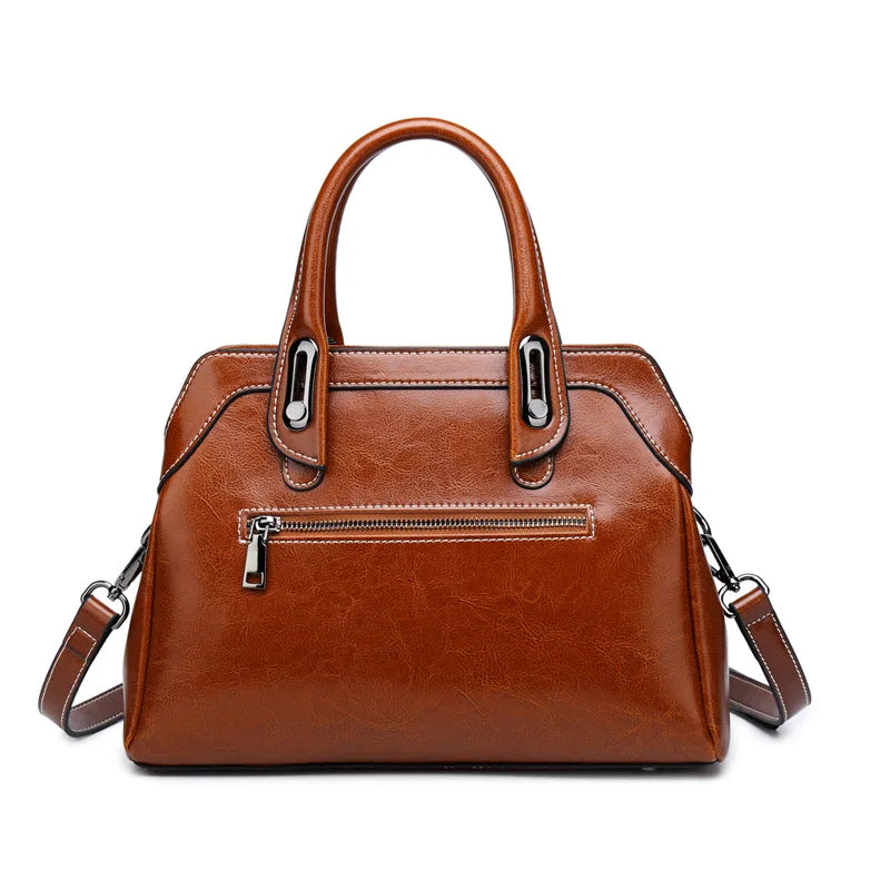 Genuine Leather Women Box Bag Top Handle Shoulder Crossbody Bag TAVEN System LLC