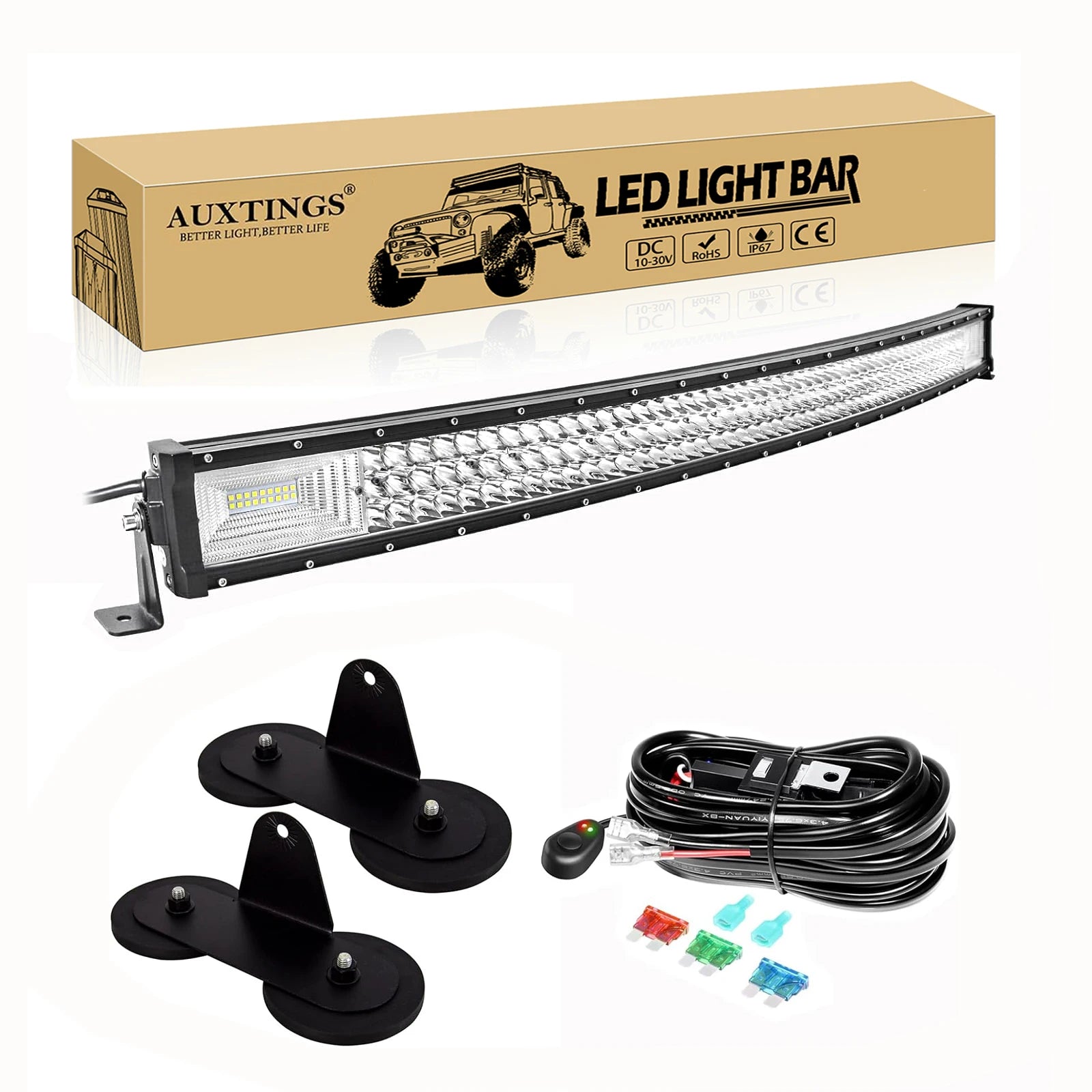 7D 22 - 52in Curved 270W-675W Off Road LED Light Bar with Strong Magnet Brackets Wire Kit 12V 24V Led Bar for SUV Truck 4x4 Boat TAVEN System LLC