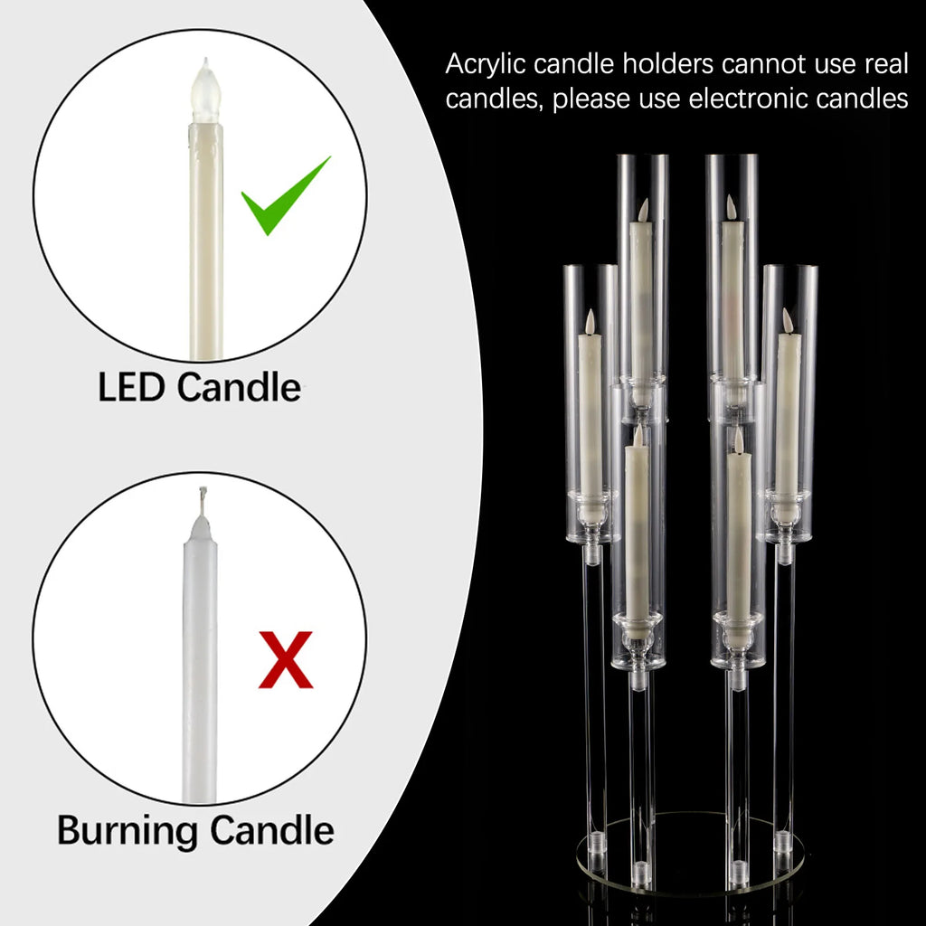 10Pcs Clear 6 Arm Candelabra Taper Candle Holder For Wedding Party Dining Table Banquet Event Decor TAVEN System LLC