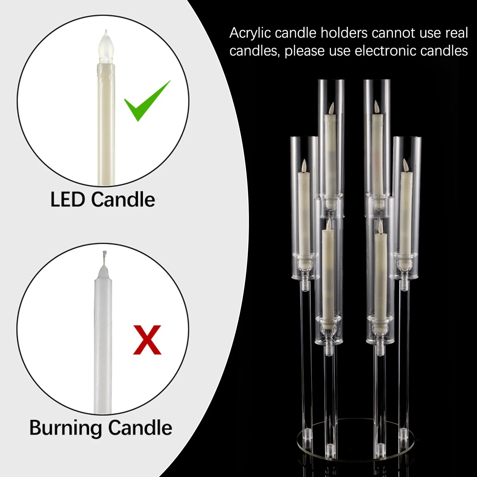 10Pcs Clear 6 Arm Candelabra Taper Candle Holder For Wedding Party Dining Table Banquet Event Decor TAVEN System LLC