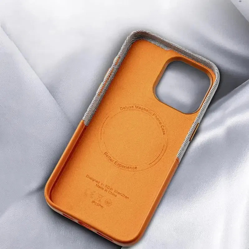 Color: Orange, Material: Silicon - Card Holder MagSafe Leather Phone Case For iPhone 15 14Pro Max 13 14 Pro 12 Pocket Wireless Charging Alloy Lens Hit Color Cover Tim Cook