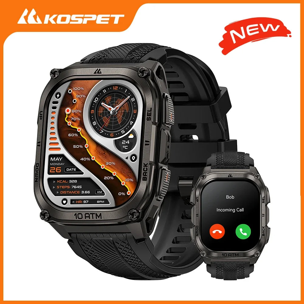 KOSPET Tank M4 Smart Watch Stainless Steel 6-Sat GPS Offline Maps 10ATM Waterproof 45M Dive 24/7 Health Monitor for Android iOS TAVEN System LLC