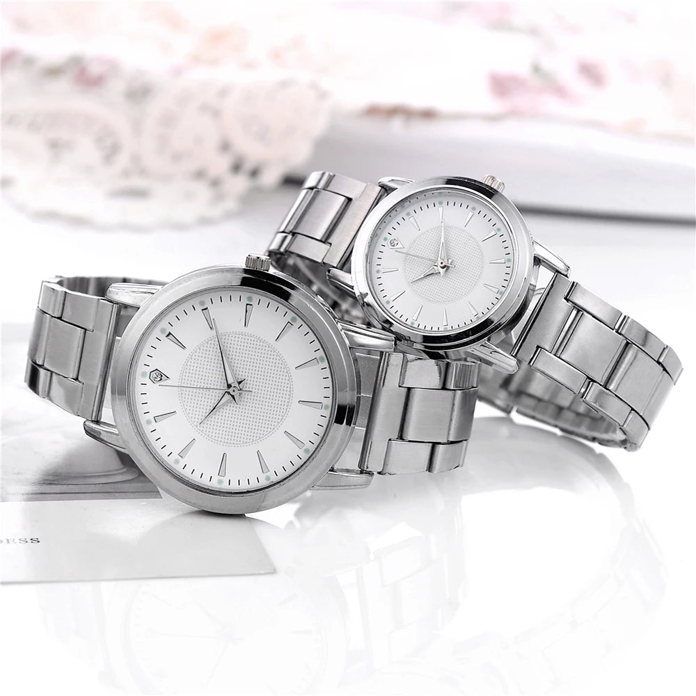 2PCS Couple's Watches Men Business Watch Fashion Analog Women Quartz Watch (Without Box) - TAVEN System LLC