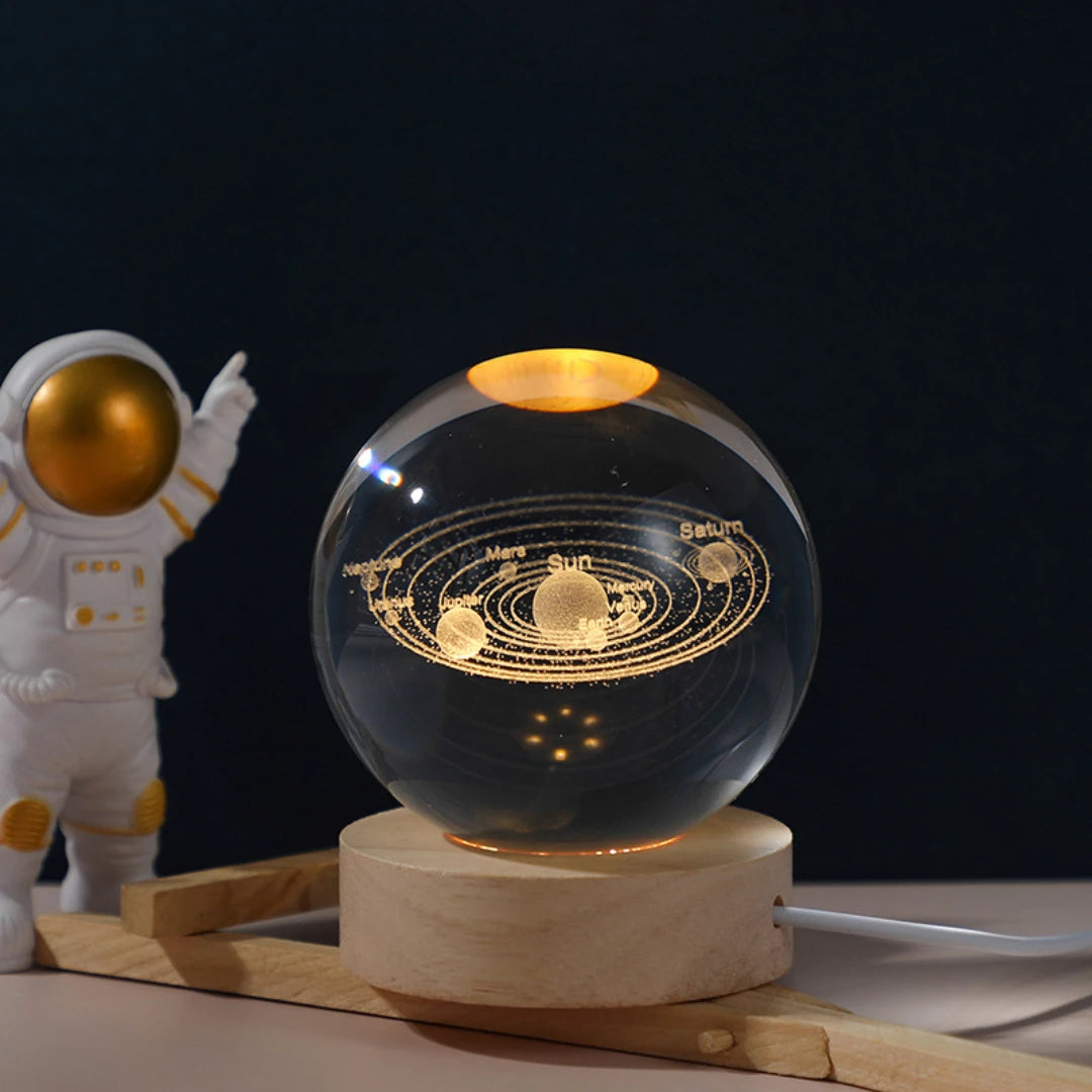 6cm 3D Crystal Ball Crystal Planet Night Light Laser Engraved Solar System Globe Astronomy Birthday Gift Home Desktop Decoration