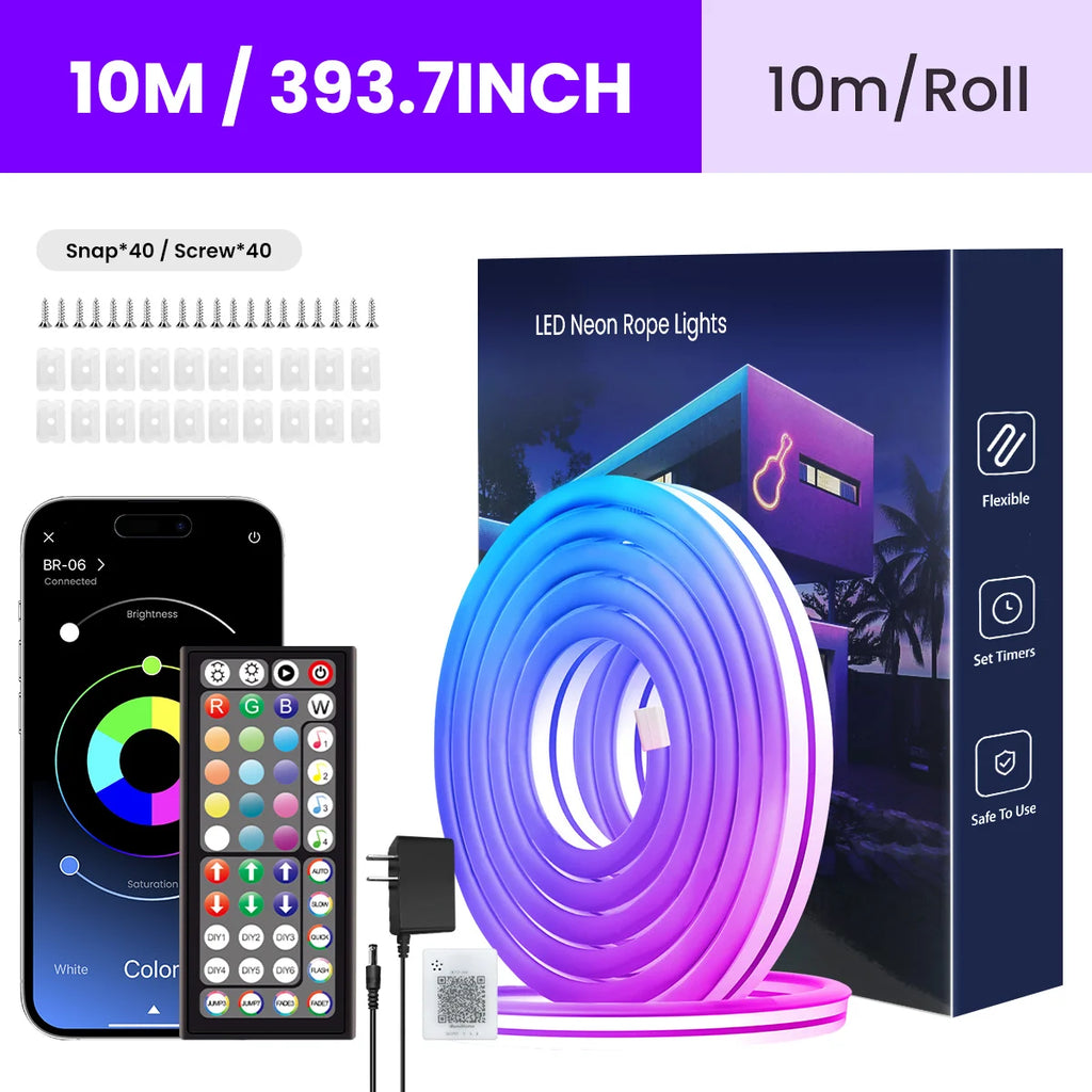 Neon LED Rope Lights,  LED Lights For Bedroom Flexible LED Light Strip With Remote And APP Control RGB Lighting Strip TAVEN System LLC