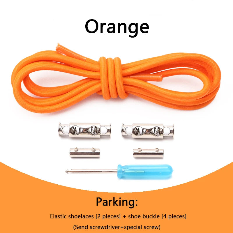 1 Pair No tie Shoelaces For Sneakers Elastic Shoelace Metal Spring Lock Man And Woman Shoe Accessories Lazy Shoe Laces 100cm TAVEN System LLC