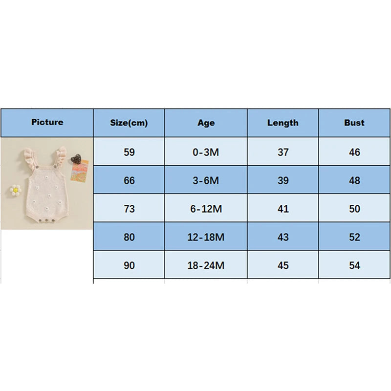 Baby Girl Floral Embroidered Knitted Sleeveless Romper Outfit
