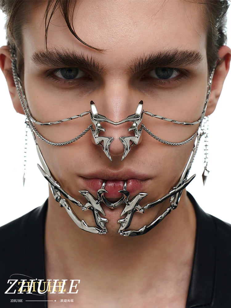 ZHUHE Metal Mask Cyberpunk Style Copper Alloy Material For Women And Men Face Jewelry Party Gifts TAVEN System LLC
