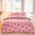 3pcs/set Small Strawberry Print Duvet Cover Set(1 Duvet Cover & 2 Pillowcase）Soft And Skin-Friendly Duvet Cover Bedding Set TAVEN System LLC
