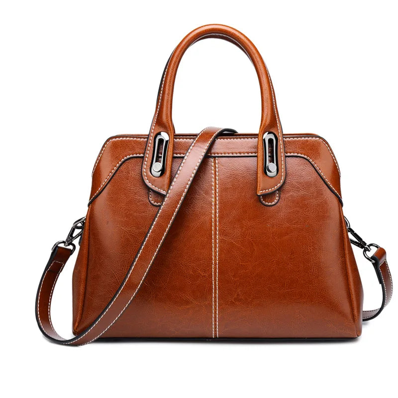 Genuine Leather Women Box Bag Top Handle Shoulder Crossbody Bag TAVEN System LLC
