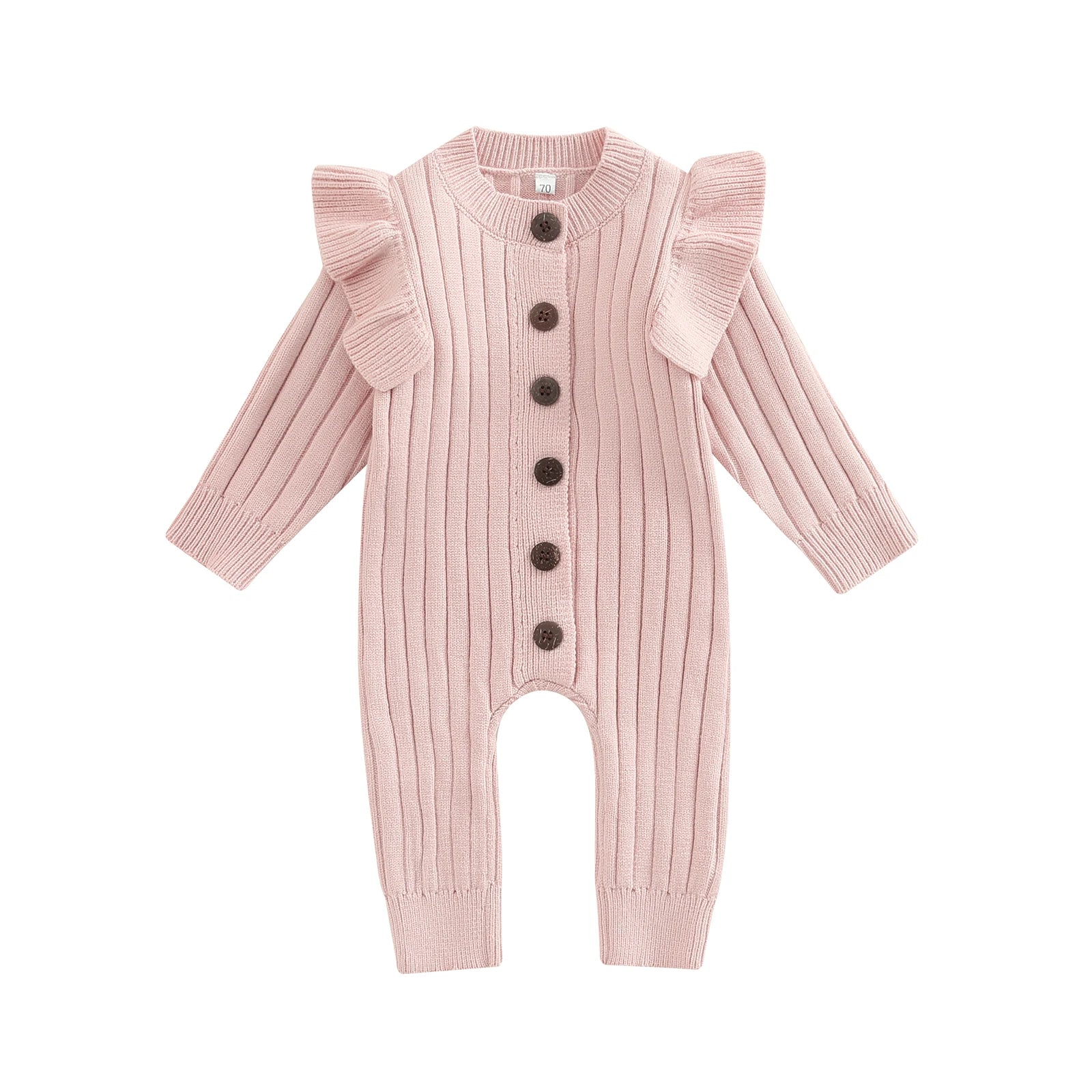 Baby Girl Knitted Long Sleeve Button Romper Spring Outfit