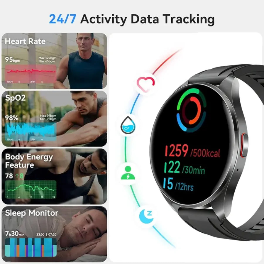 Smart Watch for Men & Women, Wireless Calling Dialing 100+ Sport Modes Fitness Tracker with Various APP Reminders Call Message Reminder Touch Screen Compatible with IOS Android Wearable Smart Bracelet Digital Wristwatch Fall TAVEN System LLC