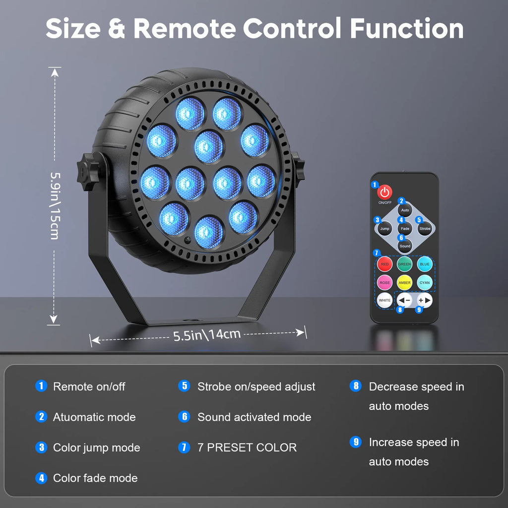 Somspot 1/2/4PCS LED Par Light RGB DJ Disco Party Lights Stage Effect Lighting Projector for Concert Church Wedding Theater TAVEN System LLC