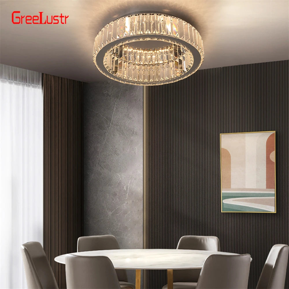 Modern Big Crystal Round Led Chandelier Dimmable Ceiling Light Fixture with Remote for Foyer Hall Bedroom Indoor Lights  Lustres TAVEN System LLC