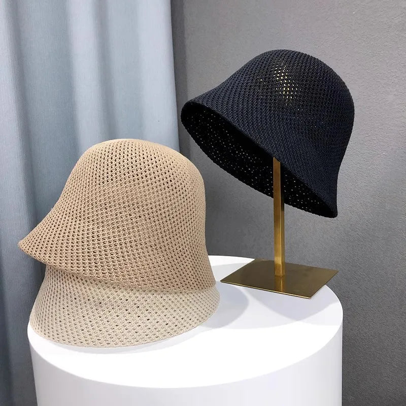 Women Summer Hollow Out Bucket Hat Breathable Beach Sun Cap