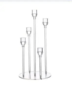 10pcs Acrylic 5 Arms Candle Holder Transparent Candelabra Table Centerpieces Wedding Living Room Home Holiday Decoration TAVEN System LLC