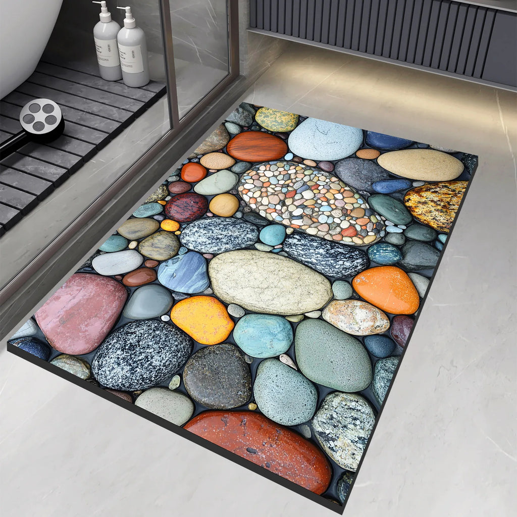 Stone Design Diatomite Bath Mat Bathroom Non-slip Shower Foot Mats Absorbent Quick Dry Toilet Rugs Carpet Doormat Washable TAVEN System LLC