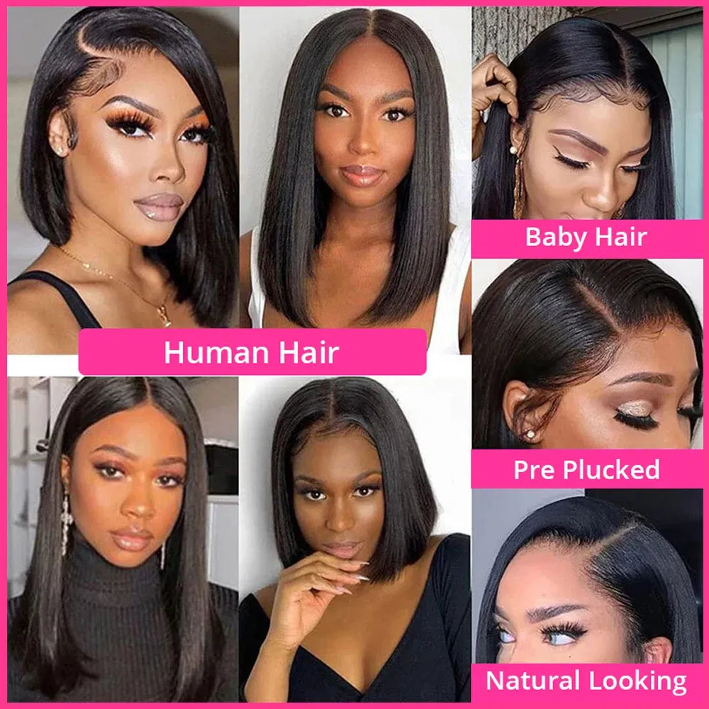 Hair Color: Natural Color, Ships From: france, Stretched Length: 12INCHES - 180% Short Bob Wig Lace Front Human Hair Wigs For Women Human Hair Bone Straight Human Hair Wig Transparent Lace Frontal Wig Taven