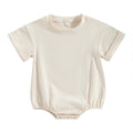 Baby Solid Color Short Sleeve Cotton Blend Romper Outfit
