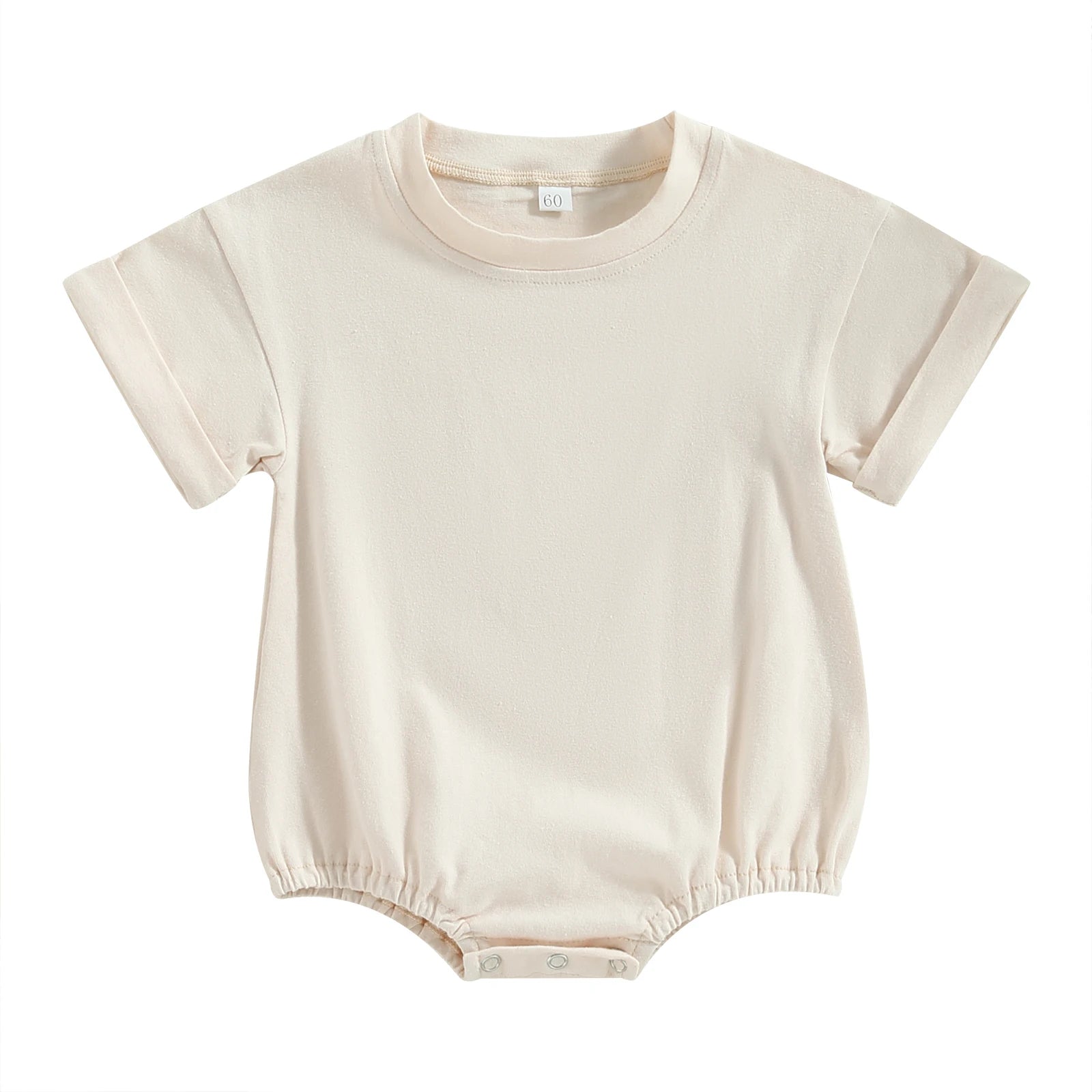 Baby Solid Color Short Sleeve Cotton Blend Romper Outfit