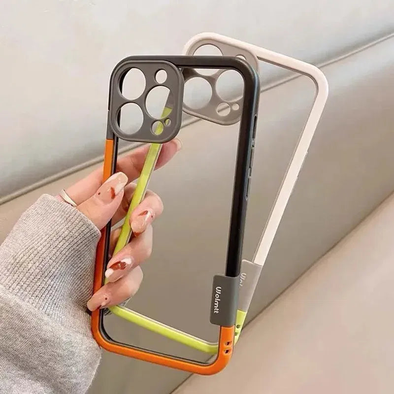 Color: SKY BLUE, Ships From: CHINA, Material: Microfiber - Better Heat Dissipation Dual Color Bumper Border Soft Phone Case For iPhone 17 16 15 14 13 12 11 Pro Max 7 8 Plus XS XR AEVYVKV