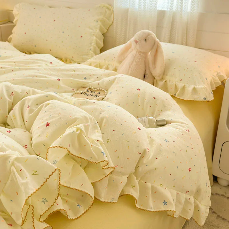 Bonenjoy Lace Duvet Cover Printed Home Quilts Cover Ruffles Comforter Covers Adults Kids Room Bedding (Pillowcase Need Order) TAVEN System LLC