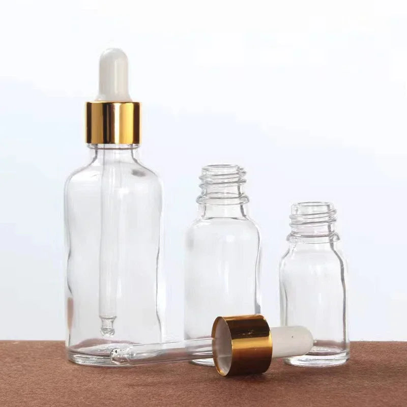 28pcs 15/30/50ml Golden Empty Dropper Bottle Essential Oil Glass Bottle Refillable Aromatherapy with Funnel Glass Eye Dropper TAVEN System LLC