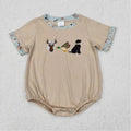 Baby Boy Hunting Deer Duck Dog Animal Print Summer Romper