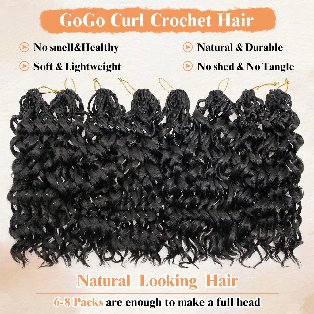Color: GRAY, Stretched Length: 12inches, Bulk Buy: 3Pcs/Lot - Box Gogo Curl Crochet Hair for Black Women Pre looped Short Ocean Wave Crochet Hair Water Wave Beach Curl Crochet Braiding Hair Taven