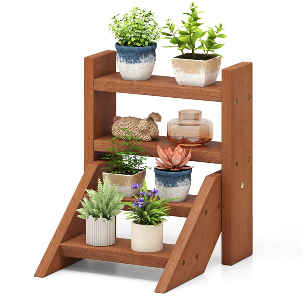 4 tier wooden plant stand for succulents balcony and desktop