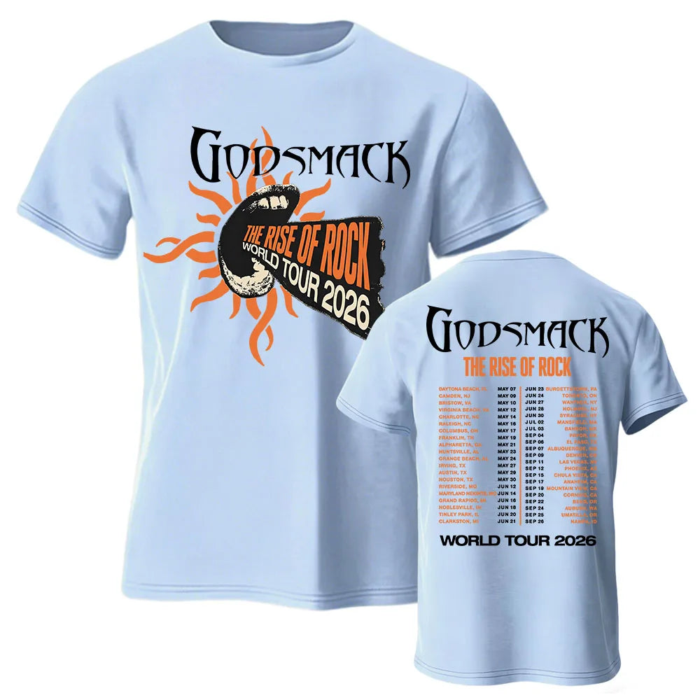 The Rise of Rock World Tour 2026 Tee GODSMACK Design Graphic Merch Short Sleeve Cotton Loose T-shirt Fashion Men Women Tshirts TAVEN System LLC