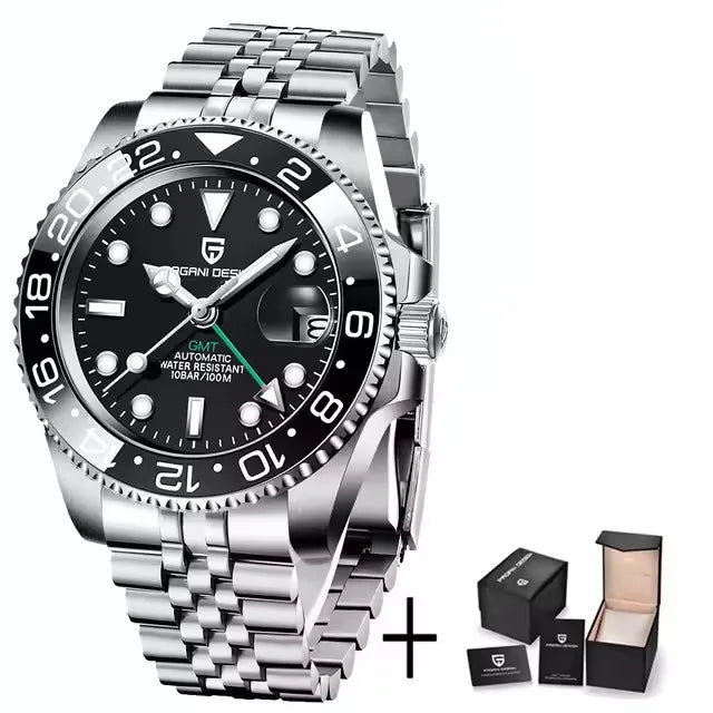PAGANI DESIGN 2026 40MM Luxury Men GMT Automatic Machinery Watch Ceramic Bezel Jubilee Strap Sapphire Waterproof Watches for men - TAVEN System LLC