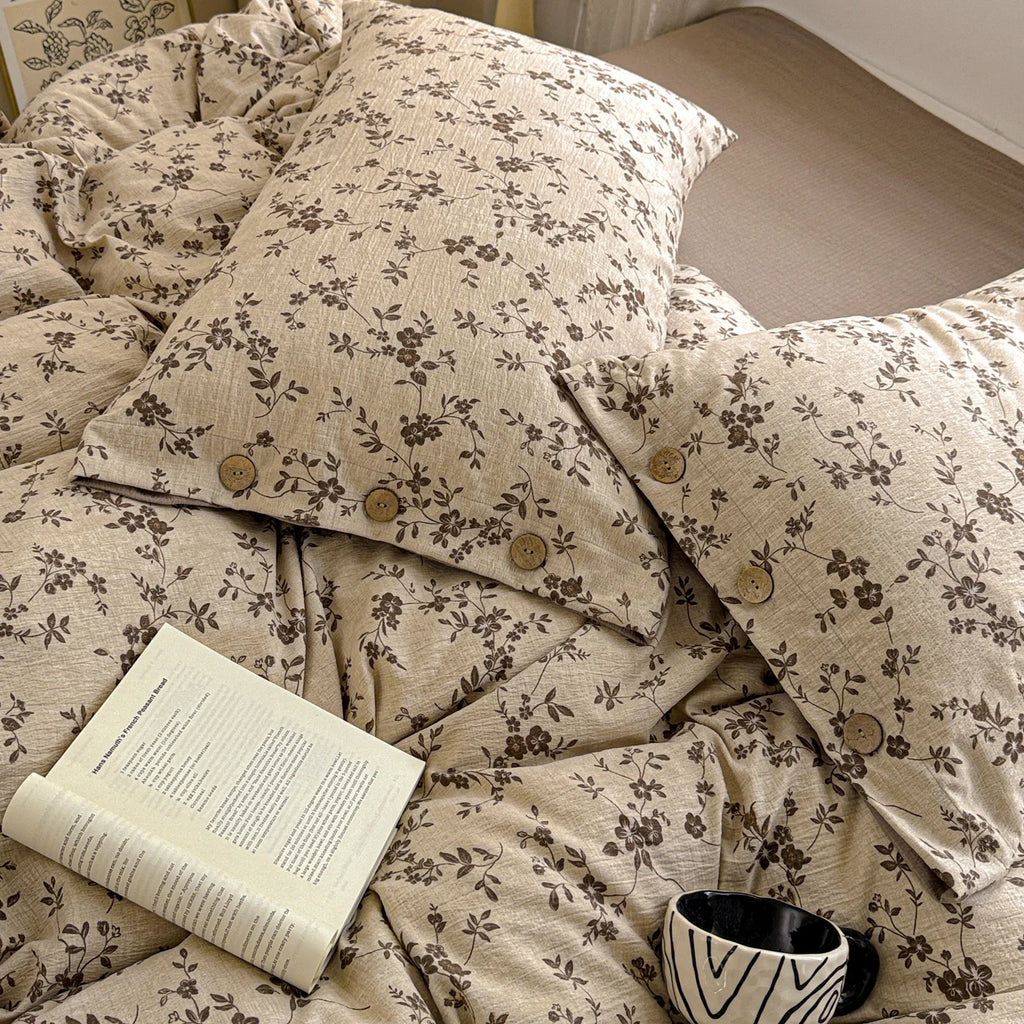 3pcs Vintage Floral Duvet Cover Set with 2 Pillowcases Soft Queen Size Bedding Set With Buttons For Girls Bedroom Decor TAVEN System LLC