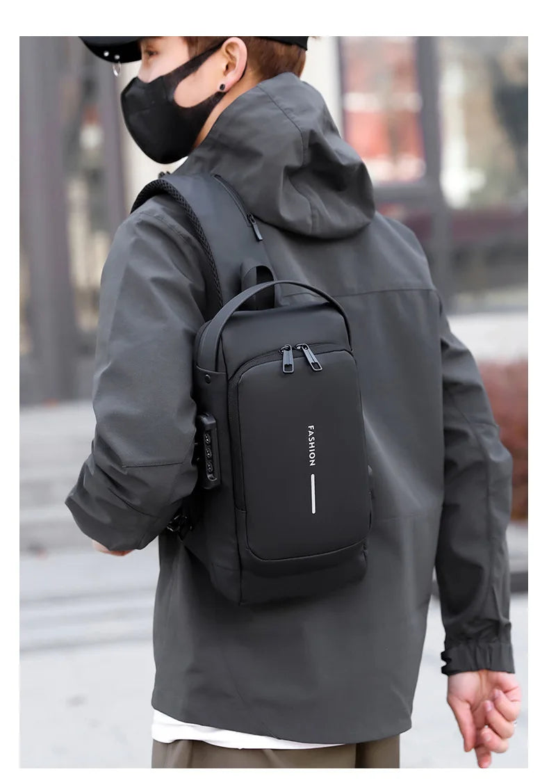 Anti Theft Chest Bag USB Lock Waterproof Crossbody Sling Bag TAVEN System LLC