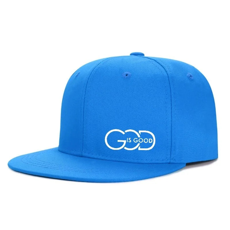 God Is Good Snapback Cap Black Flat Brim Adjustable Baseball Hat
