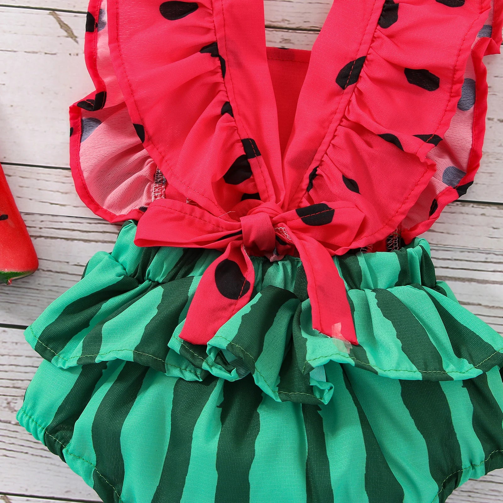 Baby Watermelon Print Romper with Matching Headband Summer Set