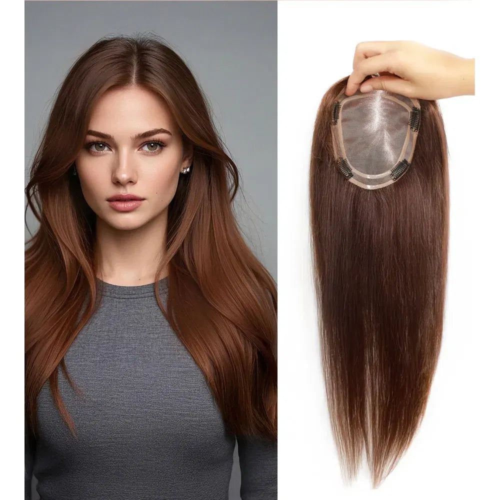 Toupee Color: 1820#, Toupee Size: 5x7, Toupee Design: free, Toupee Density: 120%, Length: 16 inches - 5.5X6inch Mono Base Brazilian Remy Human Hair Topper 12"-18" Double Pu Around Thick Invisible Mono Topper for Women Hairpieces Taven