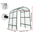 U shaped metal garden trellis with netting for climbing plants
