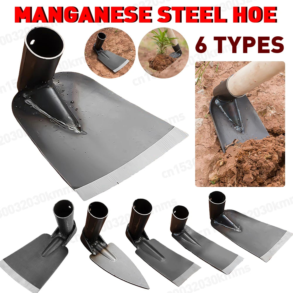 Carbon steel garden hoe for digging weeding and soil loosening