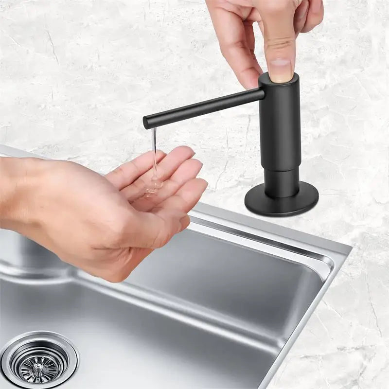 Samodra Black Liquid Soap Dispensers Brass Pump Head With 500ML PE Bottle Build in Dispenser soap For kitchen accessories TAVEN System LLC