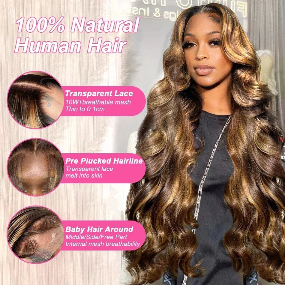 Stretched Length: 26inches, Hair Color: #16, Density: 180%, Ships From: CHINA - Highlight Wig Human Hair P4/27 Body Wave Wigs Highlight 13x6 Hd Lace Frontal Wig Human Hair 13x4 Hd Lace Front Human Hair Wigs Taven